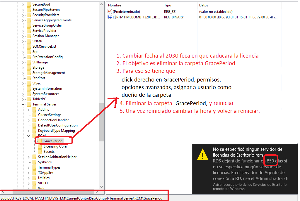 crack activar licencias de terminal server 2003