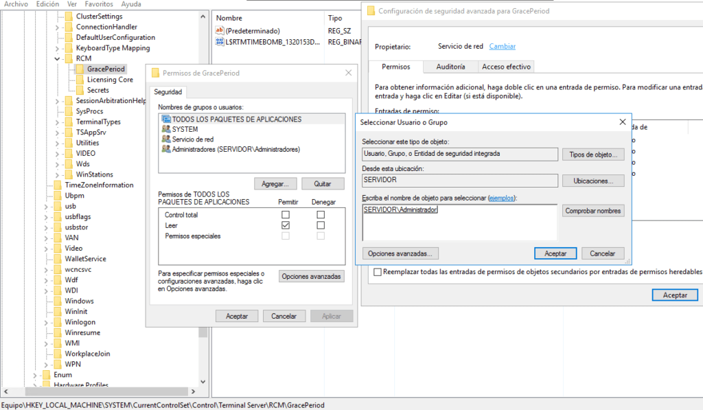 Activar escritorio remoto multiusuario cals windows server 2012 -2016